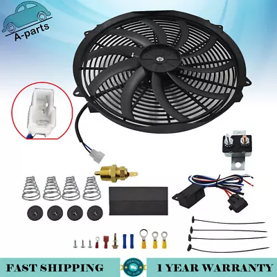 $42 • Buy 16 Electric Radiator Cooling Fan High 3000CFM Wiring Thermostat Relay Switch Kit