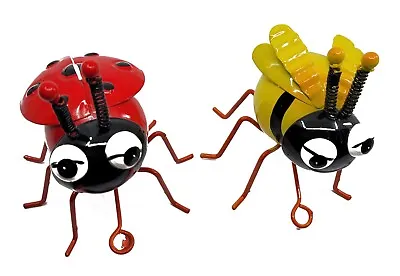 Metal Ladybug Bumble Bee 3D Wall Art Décor Set Of 2 Indoor Outdoor 4.25x4x4  • $9