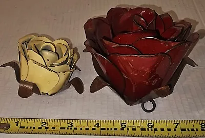 Set Of 2 Vintage Metal Rose Flowers  • $14.99