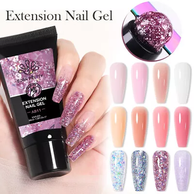 BORN PRETTY 30ml Glitter Acrylic Gel Nail Extension Clear Silver Crystal Gel • $3.85