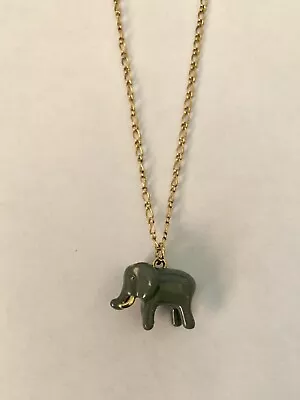 Elephant J. Crew Necklace Gray Enamel Gold Tone • $19.88