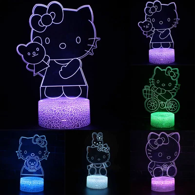 Hello Kitty 3D LED Night Light Touch Control Table Lamp Bedroom Decor Kis Gifts • £7.79