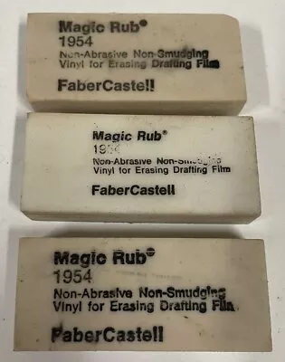 3 Vintage Faber Castell Magic Rub 1954 Erasers Non Smudging Abrasive Drafting • $10.99