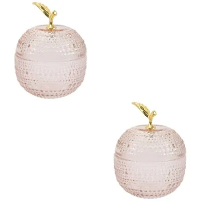  2 Count Glass Storage Jar Apples Candy With Lid Buffet Jars • £23.68