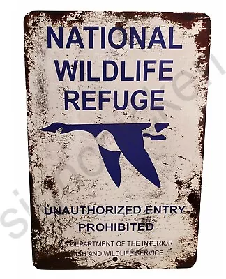 Vintage Replica 1930's NATIONAL WILDLIFE REFUGE  Duck Fowl Hunting Sign RUST • $16.99