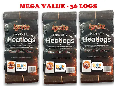 High Energy Ultra Dry Heat Logs (36 Logs) Eco-Friendly Wood Fuel For Open Fire • £33.99