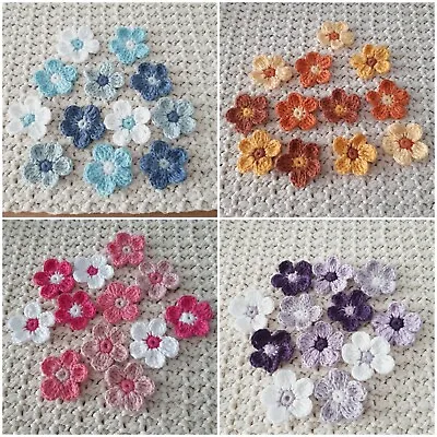 £6.40 • Buy 12 Handmade Crochet Flowers Crafts Embellishment Applique Pink Blue Orange Lilac