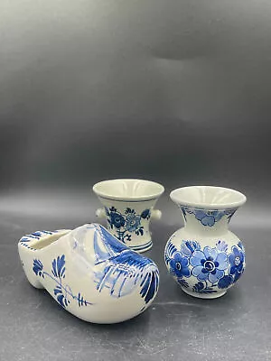 3X Pitcher / Urn / Shoe /Blue Delft Porcelain Vintage Ceramic Hand Painted • $96.49