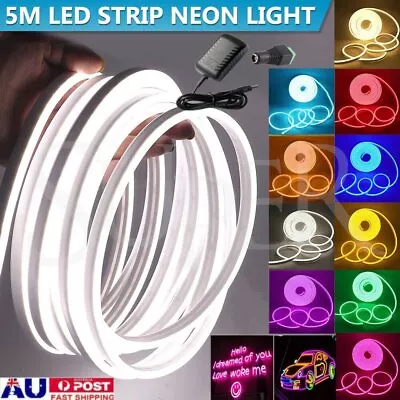 5M LED Neon Flex Lights 12V 3528 Waterproof Light Strip Flexible Bar Sign Lamp • $13.29