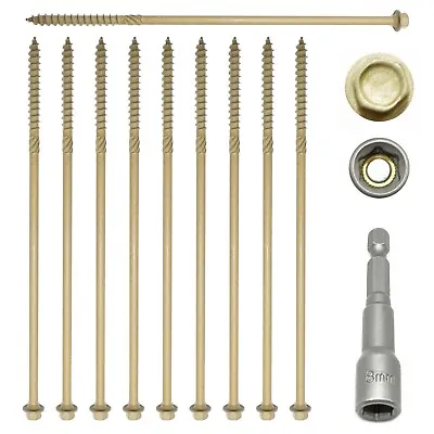 10 200mm TIMBERFIX PLUS HEX HEAD SLEEPER SCREWS DECKING LANDSCAPE • £9.34