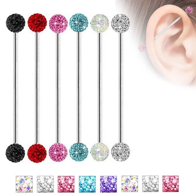 $2.99 • Buy 14G Ear Industrial Barbell Scaffold Cartilage Stud Stainless Steel Body Piercing