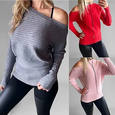 $29.99 • Buy Women's Off Shoulder Dolman Knit Sweater Long Sleeves Top Solid Stylish Blouse