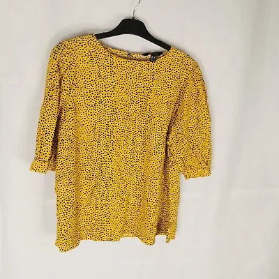 Ladies Top Size 18 NEW LOOK Mustard Yellow Blouse Black Spots • £11.43