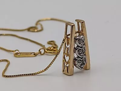 10k Yellow Gold Diamond Heart Mom Necklace. 10k Mom Diamond Necklace. 10k Gold M • $199