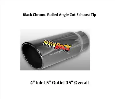 Brand New Black Chrome Exhaust Tip Rolled Angle Weld On 4  IN 5  Out • $79.40