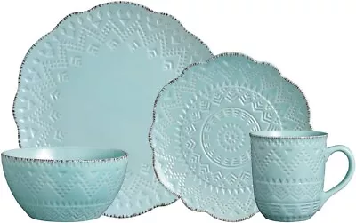 5177557 Remembrance Dinnerware Set 16 Piece Green Teal • $179.99