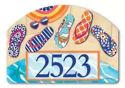 Yard Design Address Marker House Number Magnetic Sign Flip Flops Beach Sand💗tw • $17