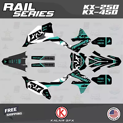 Graphics Kit For KAWASAKI KX450F (2019-2023) KX250F (2021-2023) Rail - Teal • $158.47