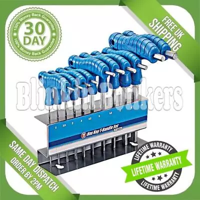 10pc Hex Key Set Double Ended Metric T Bar Handle Allan Allen Alan Wrench Stand • £13.19