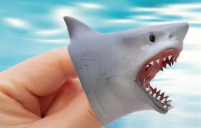 1 BABY Shark FINGER PUPPET Soft Stretchy Rubber Jaws Cake Topper NEW! • $7.49