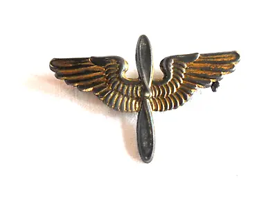 Vintage Sterling WWII Pilot Wings With Propeller Pin With Pinback Clasp • $9.99