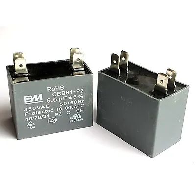 CBB61 Motor Fan Start Capacitor 6.5uF 450V Dual Connectors UKseller–ref:xp986 • £5.45