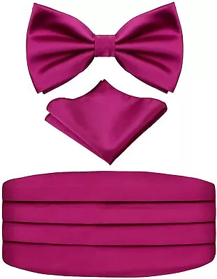 Alizeal Men's Pre-tied Bow Tie Pocket Square And Cummerbund Set • $43.32