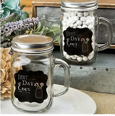 Mason Jar Mugs Wedding Gift Ideas Toasting Glasses “Best Day Ever” SET OF 2 • $18.99