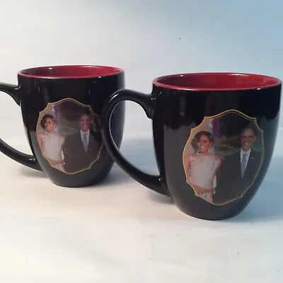 Barack And Michelle Obama Mugs Pair (2) Elegant Photo Portrait And “The Obamas”  • $24.99