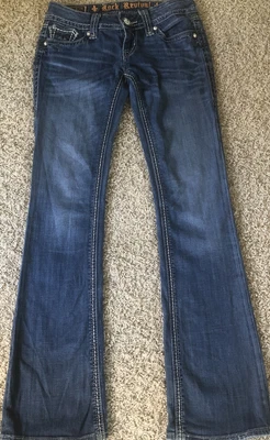 $21.95 • Buy Rock Revival Women's Size 27 Faded Distressed Alanis Boot Cut Jeans
