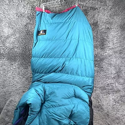 Sierra Designs Sleeping Bag Goose Down Backpacking Camping Teal Blue 85” Mummy • $99.75