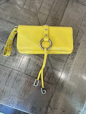 Rare Vintage Dolce & Gabbana Yellow Patent Leather  Wristlet Purse Rhinestones • $225
