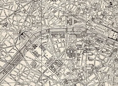 1914 Antique Paris City Map Street Map Of Paris France Gallery Wall Decor 959 • $17.55