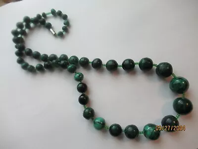 Vintage Antique Malachite Graduated Bead Necklace • $120