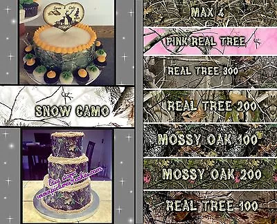 Edible Cake Strips Camouflage Sugar Wraps Paper Pink Wedding Sheets Camo Around • $10