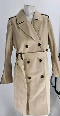 4379 J Crew Coat Women's Tan Cotton Belted Double Breasted Trench 10p • $36.89
