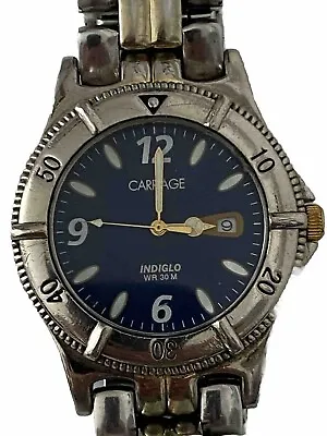 Carriage By Timex Indiglo WR30M Blue Dial Quartz Analog Mens Watch  • $19