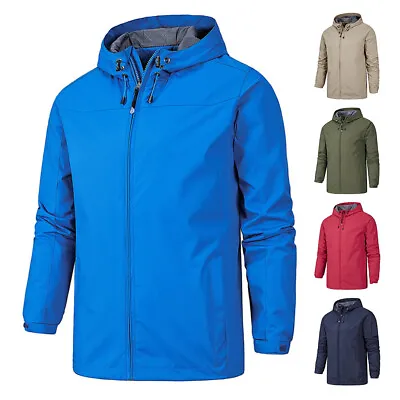 Men Waterproof Soft Jacket Outdoor Hooded Hiking Windbreaker Tactical Coats* • $35.29