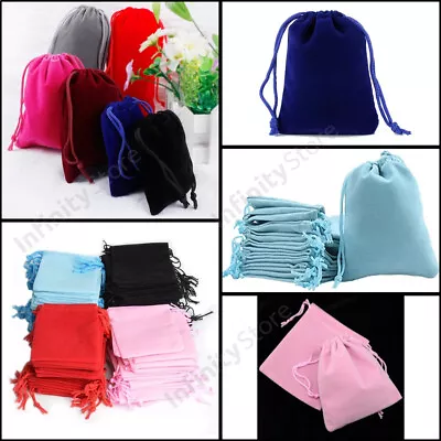 Soft Velvet Pouches Drawstring Gift Bags Jewellery Wedding Party Favour UK • £11.99