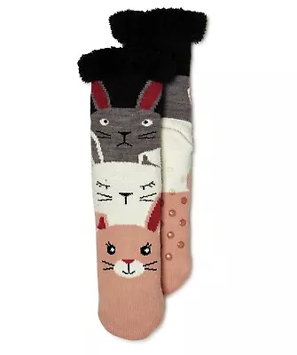 Secret Treasures Women’s Comfootables Cozy Bunnys Slipper Socks 1 Pair Sz. 4-10 • $8.99
