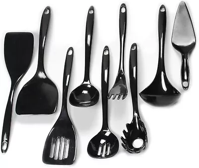  Basic Melamine Kitchen Tool And Utensil 9 Piece Set Black • $21.95