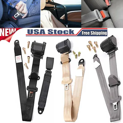Retractable 3 Point Safety Seat Belt Straps Car Vehicle Adjustable Belt Kit • $41.99