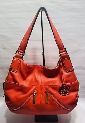 Michael Kors Portland Pebbled Leather Shoulder Bag Purse Mandarin Red MSRP $379 • $35