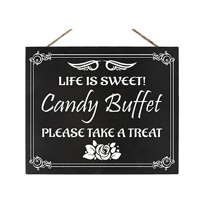 JennyGems Wood Wedding Party Sign Candy Buffet Life Is Sweet Please Take A... • £24.08