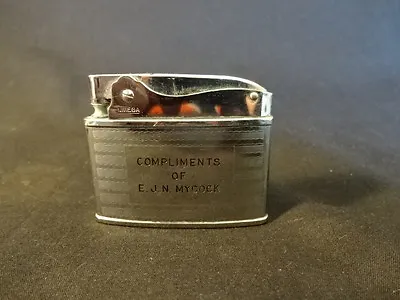 Omega Flatliner Superlighter Cigarette Lighter Compliments Of E.J.N. Mycock • $19.95