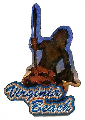 Virginia Beach With Neptune Artwood Fridge Magnet • $6.99