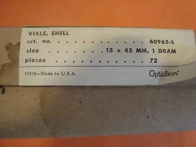 Kimble 1 DRAM SHELL VIALS Clear Glass 15 X 45mm  60965-L NOS  60965D-1 • $16.99