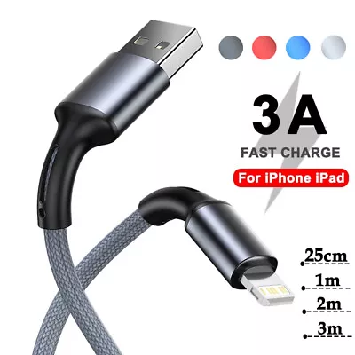 25cm 1m 2m 3m Long Short USB Fast Charging Charger Cable For IPhone 11 12 13 Pro • £1.20