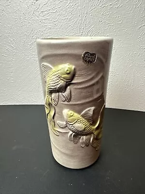 Vtg Royal Copley Art Deco Koi Fish Swimming Glazed Pottery Vase • $25.97