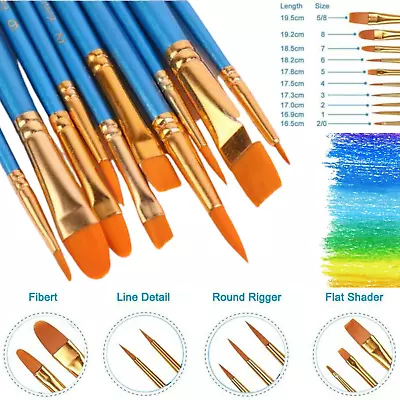 10 Pcs Artists Paint Brush Set Fine Model Making Art Oil Acrylic Watercolour • £4.99